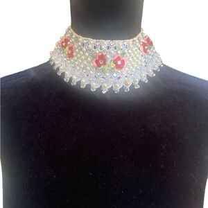 Vintage Crochet & Rhinestone Choker